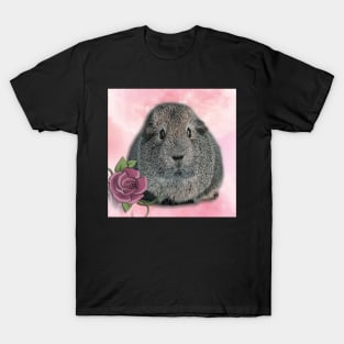 Guinea Pig Cute Rose Heart Floral Funny Design T-Shirt